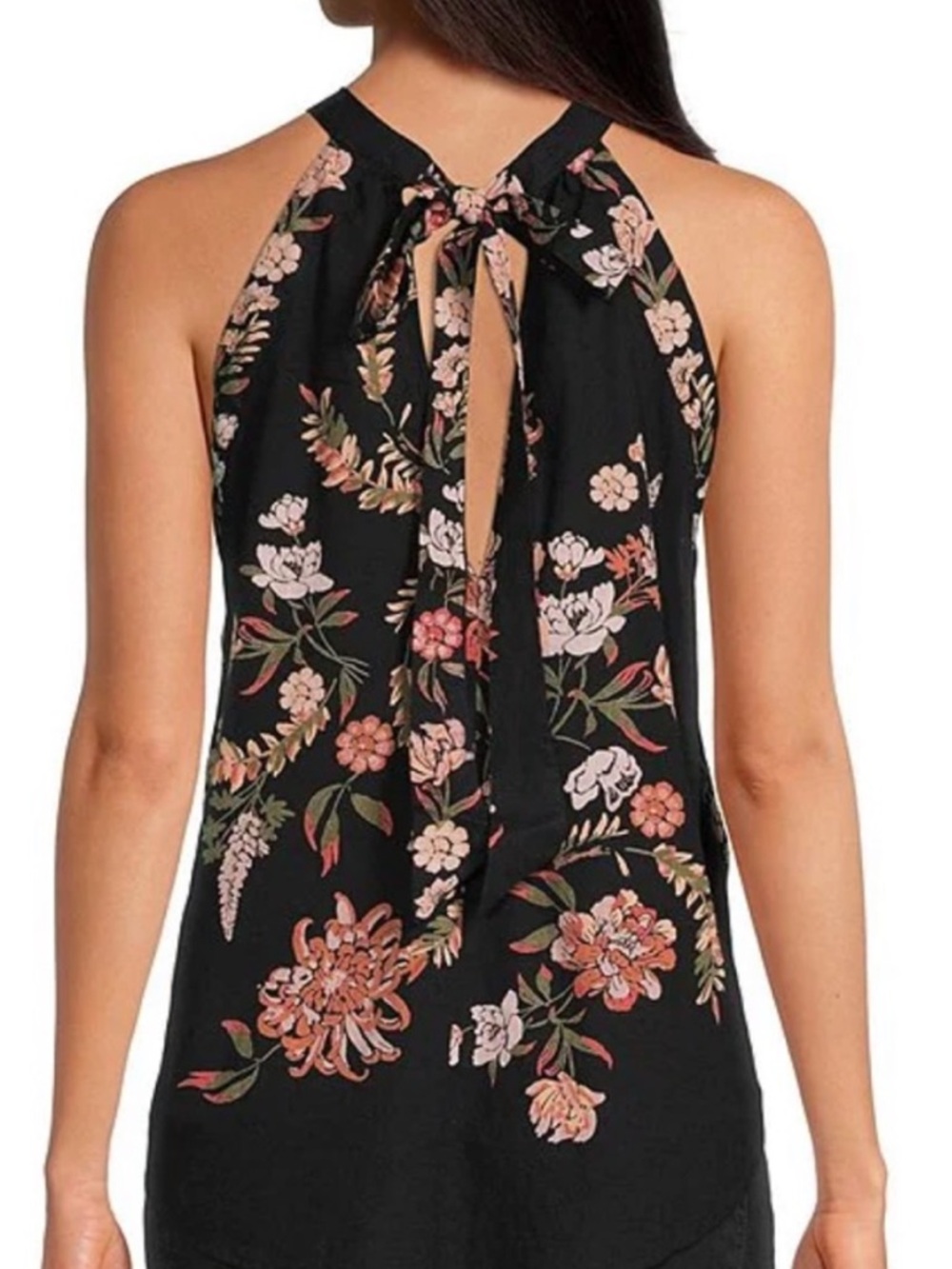 Free People Emily Black Floral Halter Women's Top size medium - Picture 3 of 9